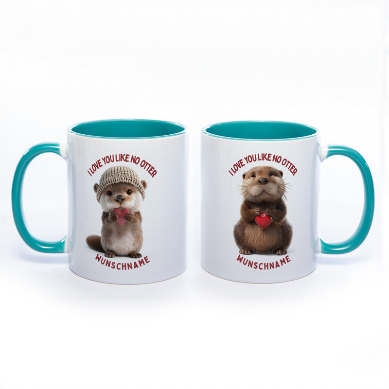 Spülmaschinenfeste Motiv-Tasse mit Otter Motiv 4 und 2 Liebessprüchen zur Auswahl - süße Kaffeetasse