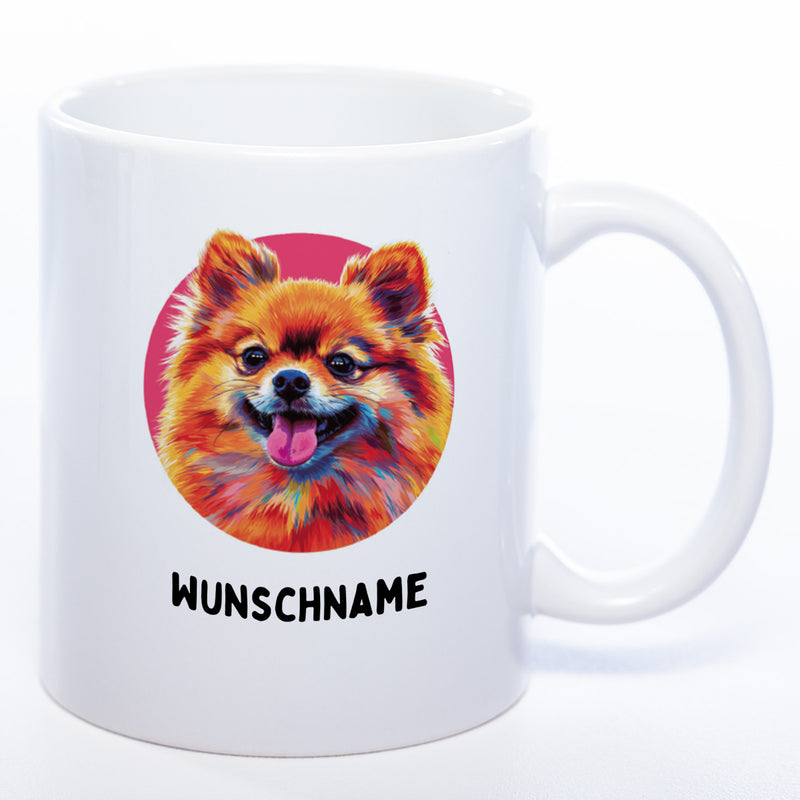 Mug Art Tasse mit Pomeranian Zwergspitz Motiv 3 & wahlweise mit NAME - Kaffeetasse StickyWorld Exclusive