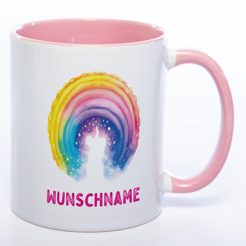 Mug Art Tasse Regenbogen mit Wunschname  - Kaffeetasse StickyWorld Exclusive