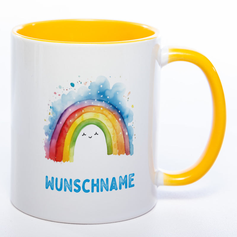 Mug Art Tasse Regenbogen Motiv 2 mit Wunschname  - Kaffeetasse StickyWorld Exclusive