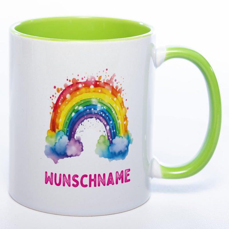Mug Art Tasse Regenbogen Motiv 4 mit Wunschname  - Kaffeetasse StickyWorld Exclusive