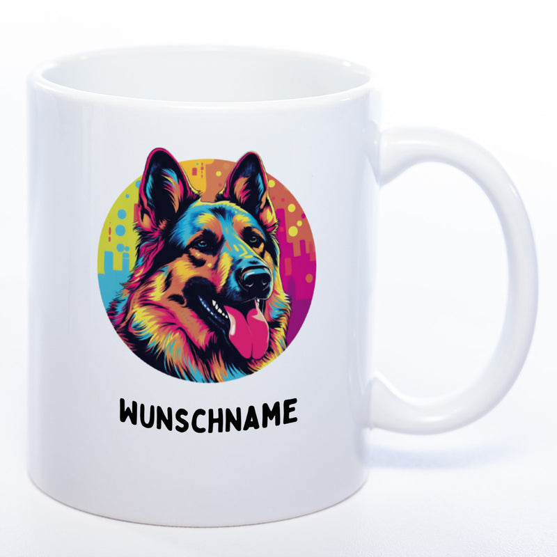 Mug Art Tasse mit Schäferhund Motiv & wahlweise mit NAME - Kaffeetasse StickyWorld Exclusive