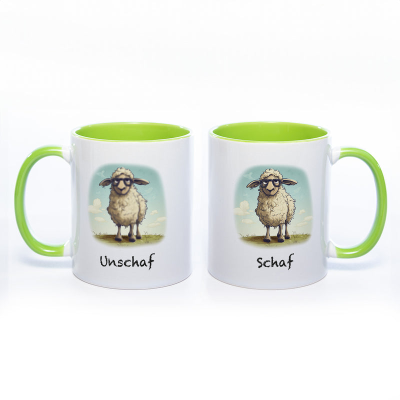 Lustige Motiv - Tasse Schaf Unschaf  - spülmaschinenfest