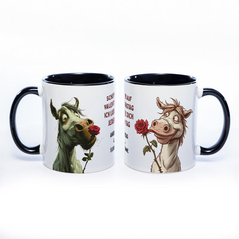 Lustige Liebestasse, nicht nur zum Valentinstag mit 2 Wunschnamen spülmaschinenfest