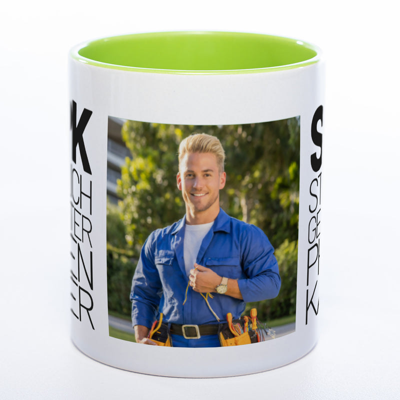 Freche Elektriker "SGPK" spülmaschinenfeste Tasse mit Foto (HD Druck) | Jetzt selbst gestalten!