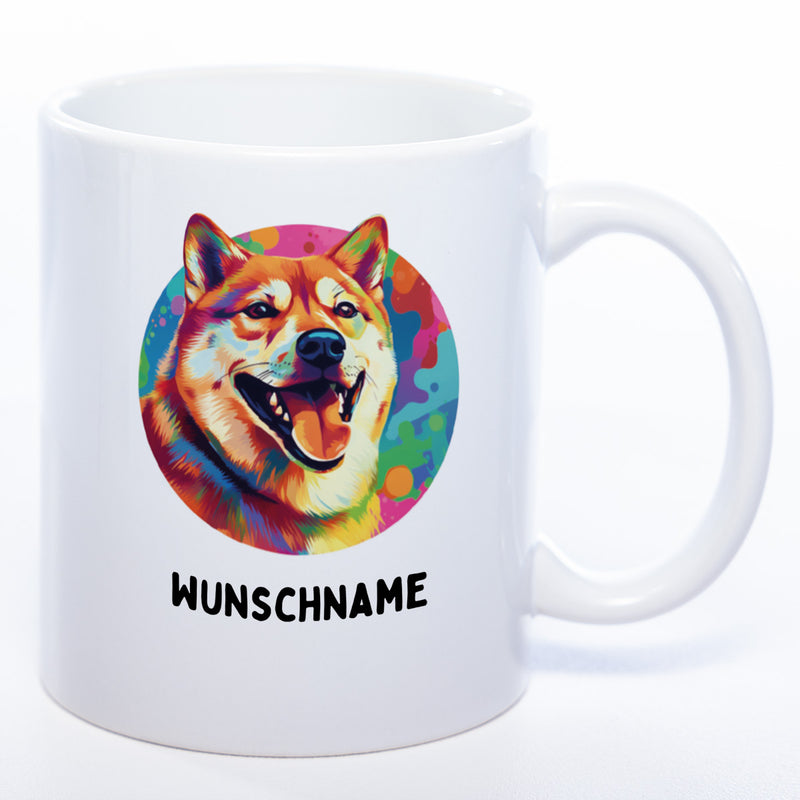 Mug Art Tasse mit Shiba Inu Motiv wahlweise mit NAME - Kaffeetasse StickyWorld Exclusive