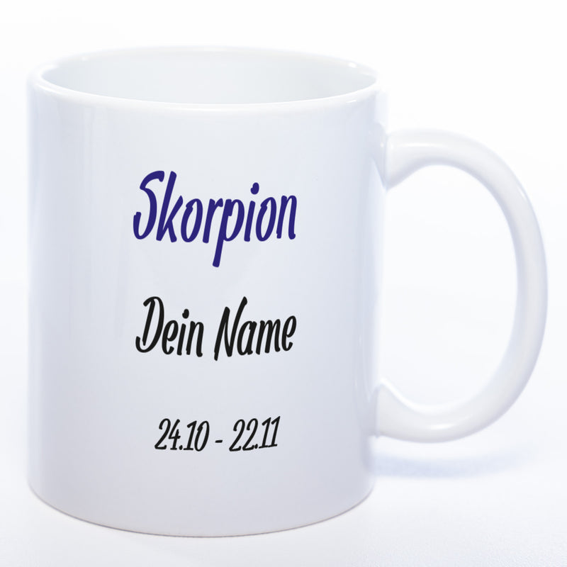 Sternzeichen -Tasse mit Namen und Geburtsdatum - spülmaschinenfest