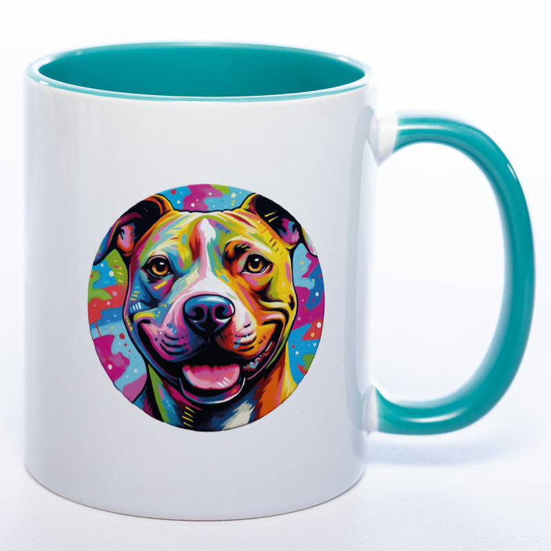 Mug Art Tasse mit Staffordshire Terrier Motiv wahlweise mit NAME - Kaffeetasse StickyWorld Exclusive