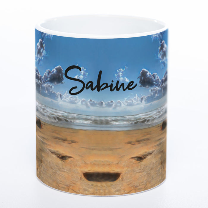 Tasse mit Strandbild Treibholz und Deinem Namen - Tolle Geschenkidee - spülmaschinenfest