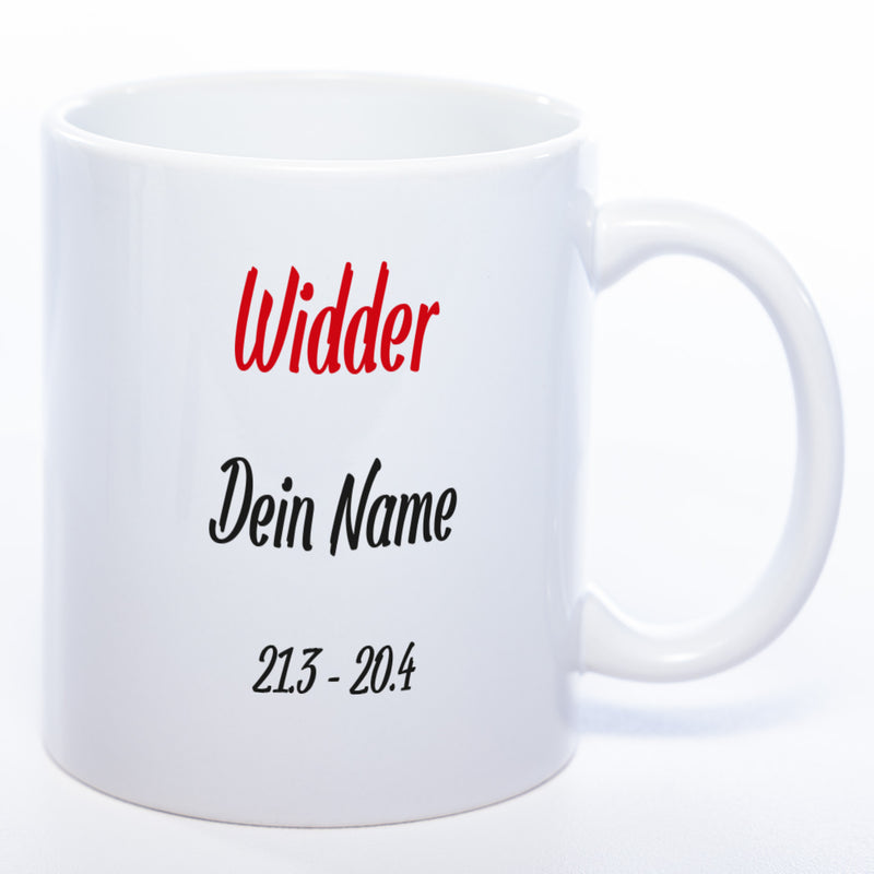 Sternzeichen -Tasse mit Namen und Geburtsdatum - spülmaschinenfest