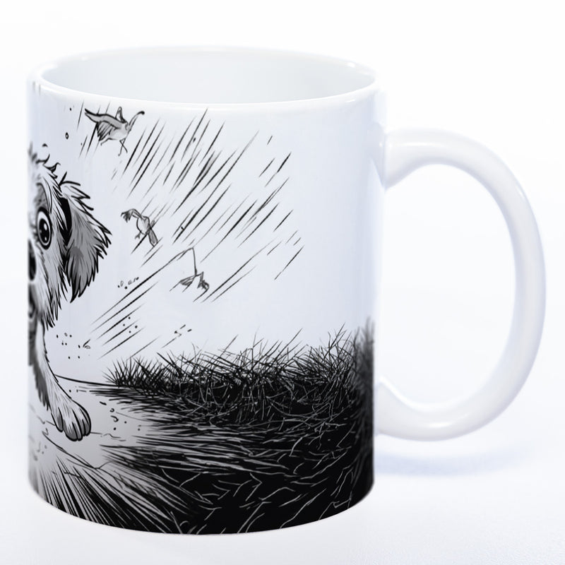 Motiv-Tasse mit Crazydog - exclusive Kaffeetasse - spülmaschinenfest