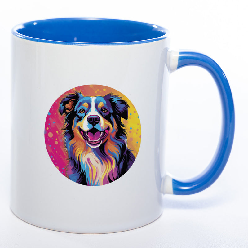 Hundetasse Australian Shepherd 1 mit Wunschname in blau